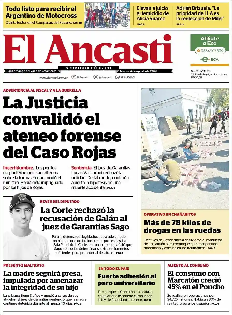 Evolucion Streaming | SABROSA FM 94.1 - Tapa del diario Ancasti