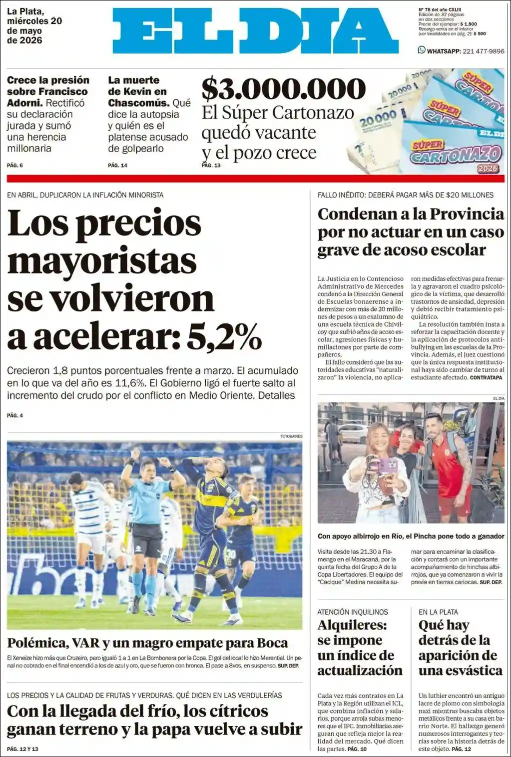 Evolucion Streaming | SABROSA FM 94.1 - Tapa del diario El Dia