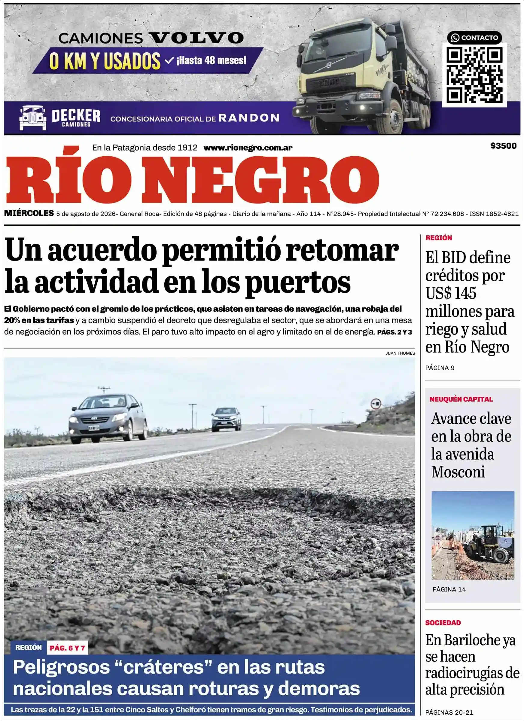 Evolucion Streaming | SABROSA FM 94.1 - Tapa del diario Rio Negro
