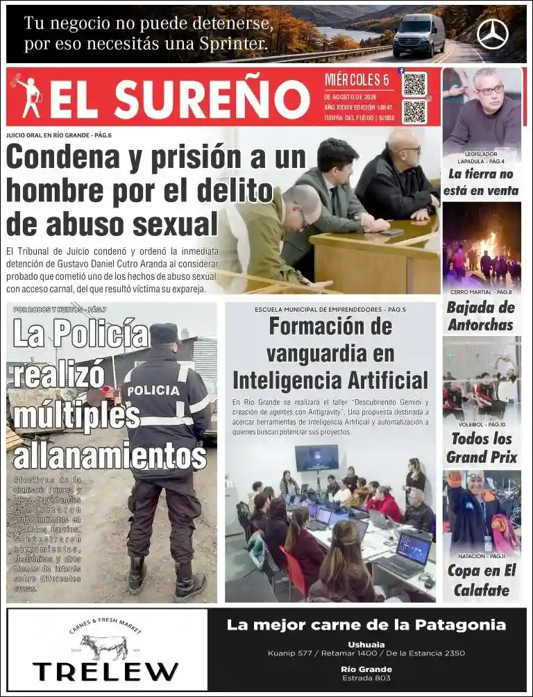 Evolucion Streaming | SABROSA FM 94.1 - Tapa del diario El Sureño