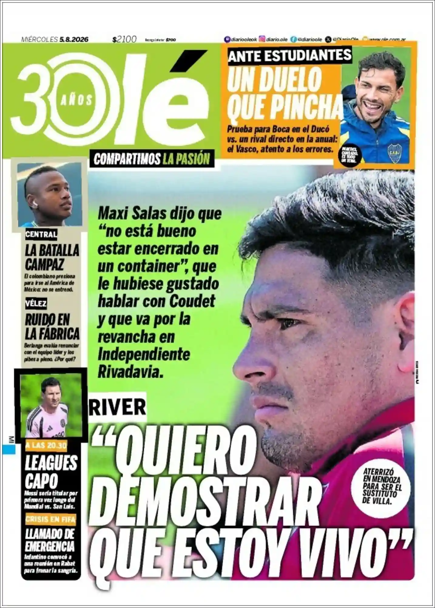 Evolucion Streaming | SABROSA FM 94.1 - Tapa del diario Ole